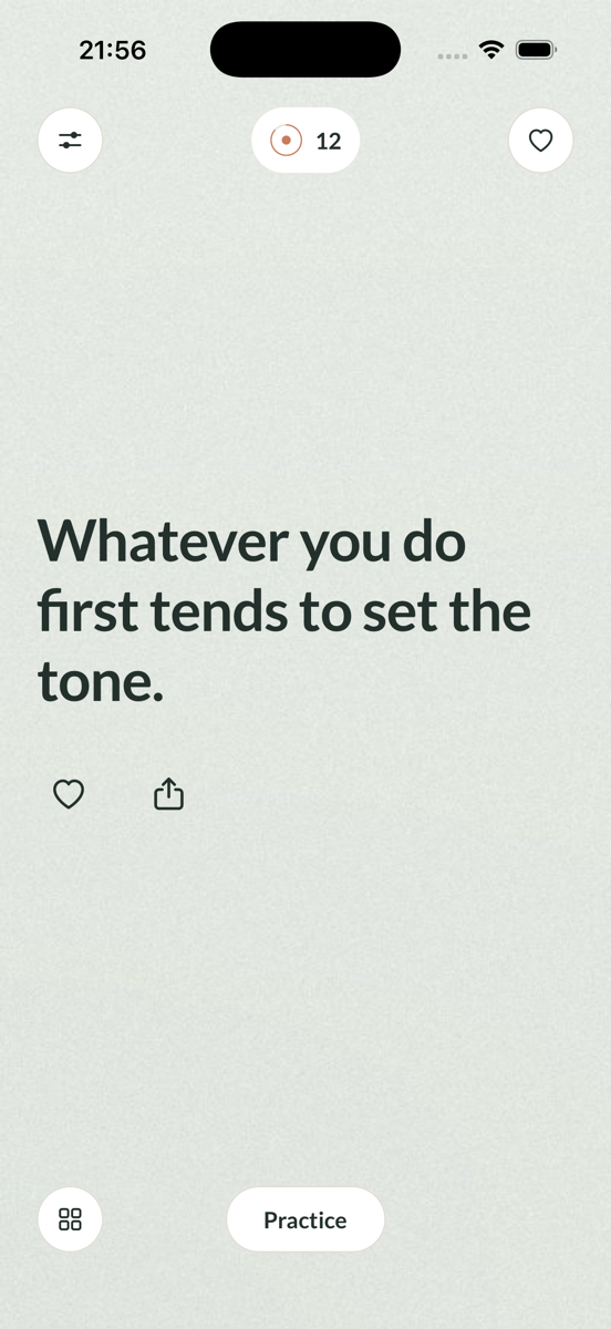 The Here feed showing a single affirmation