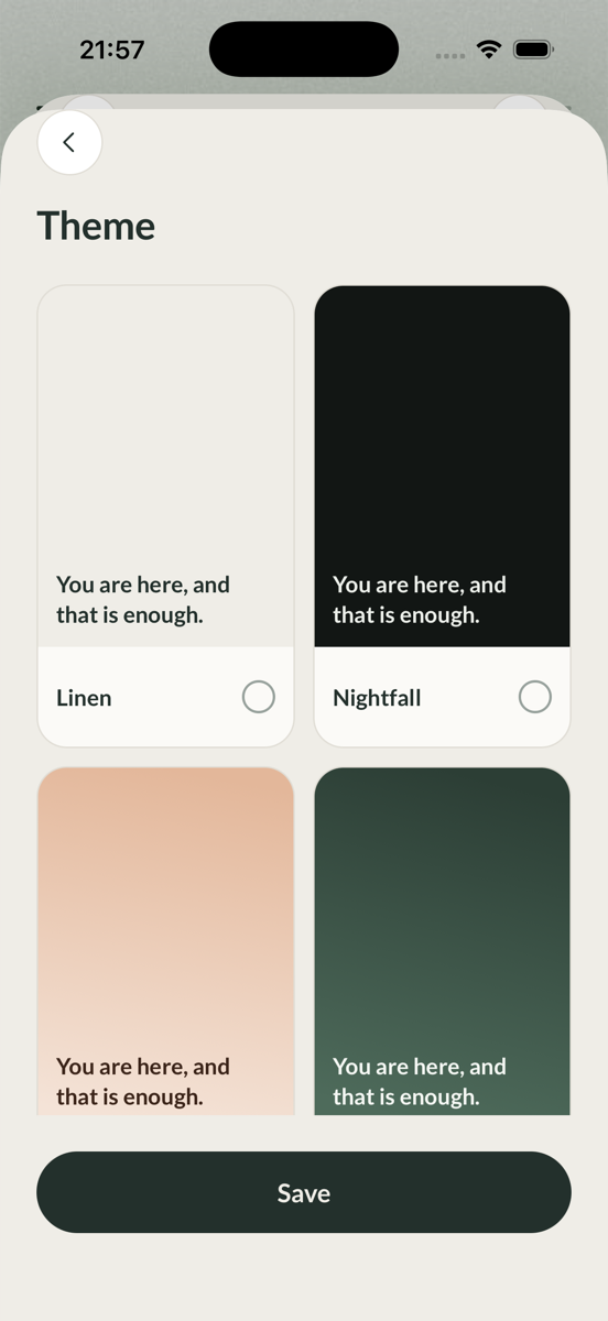 The theme picker in Here